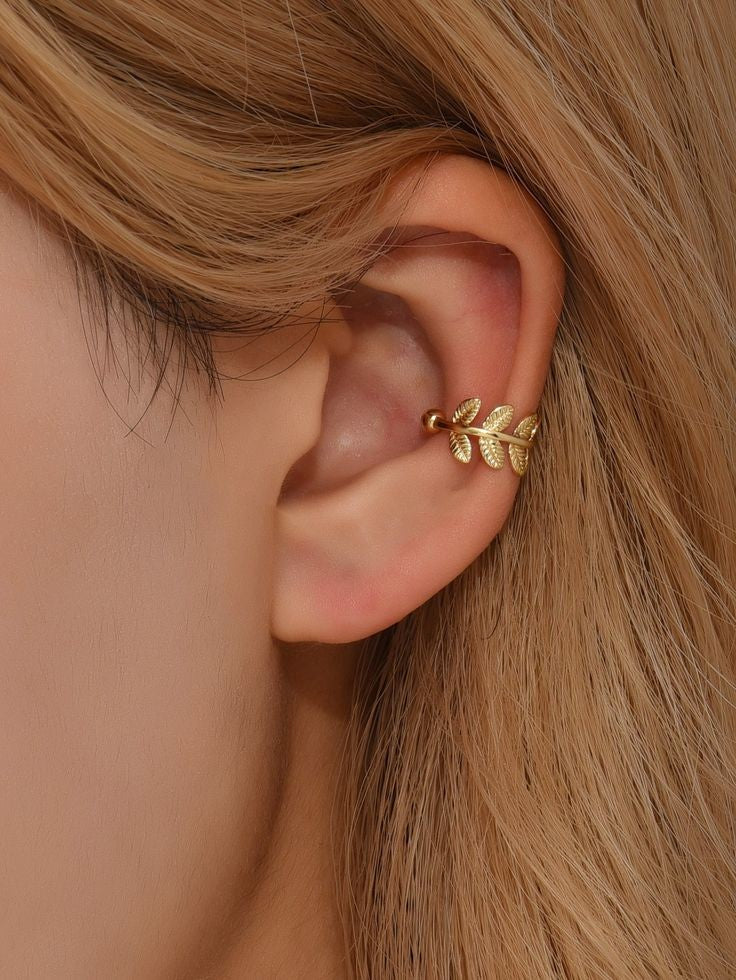 Earcuff hojitas Dorado