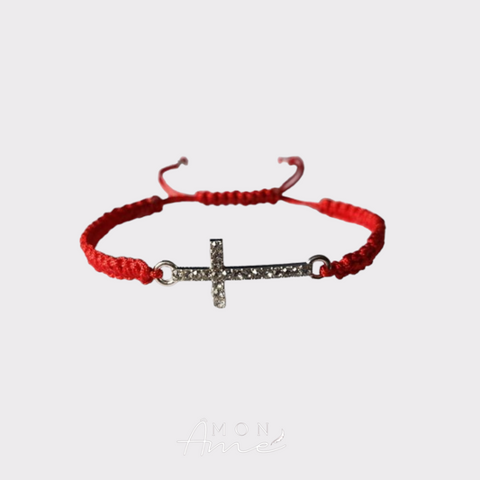 Pulsera roja cruz brillos