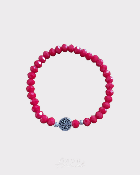 Pulsera roja árbol de la vida elasticada