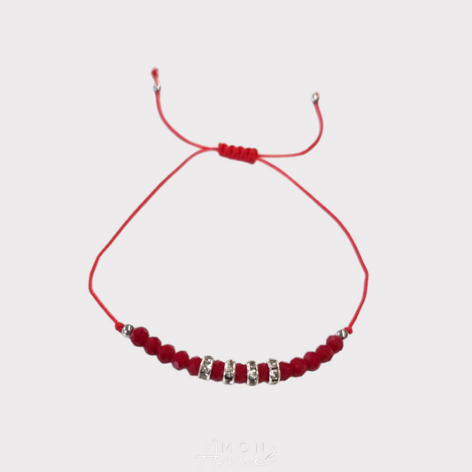 Pulsera roja hilo brillos