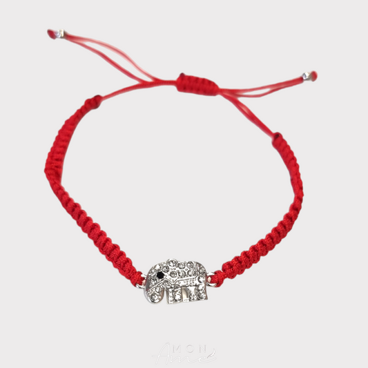 Pulsera roja elefante brillos