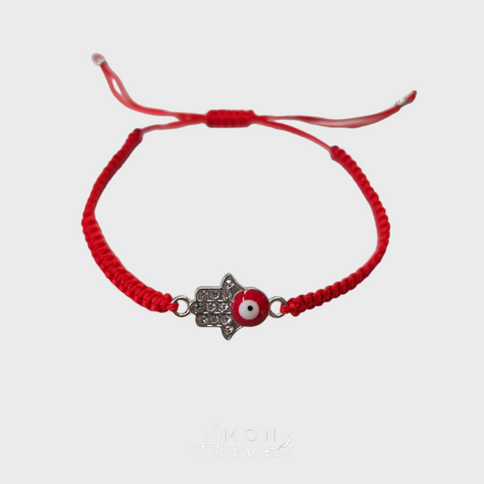 Pulsera roja mano de fátima ojo rojo