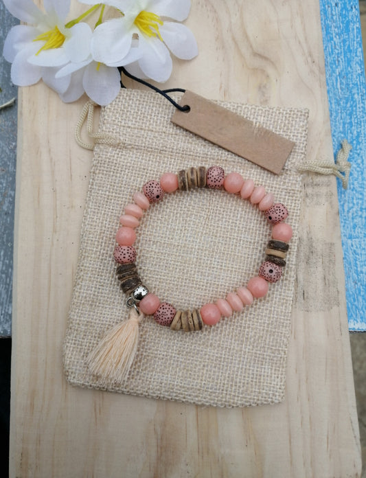 Pulsera piedra y madera